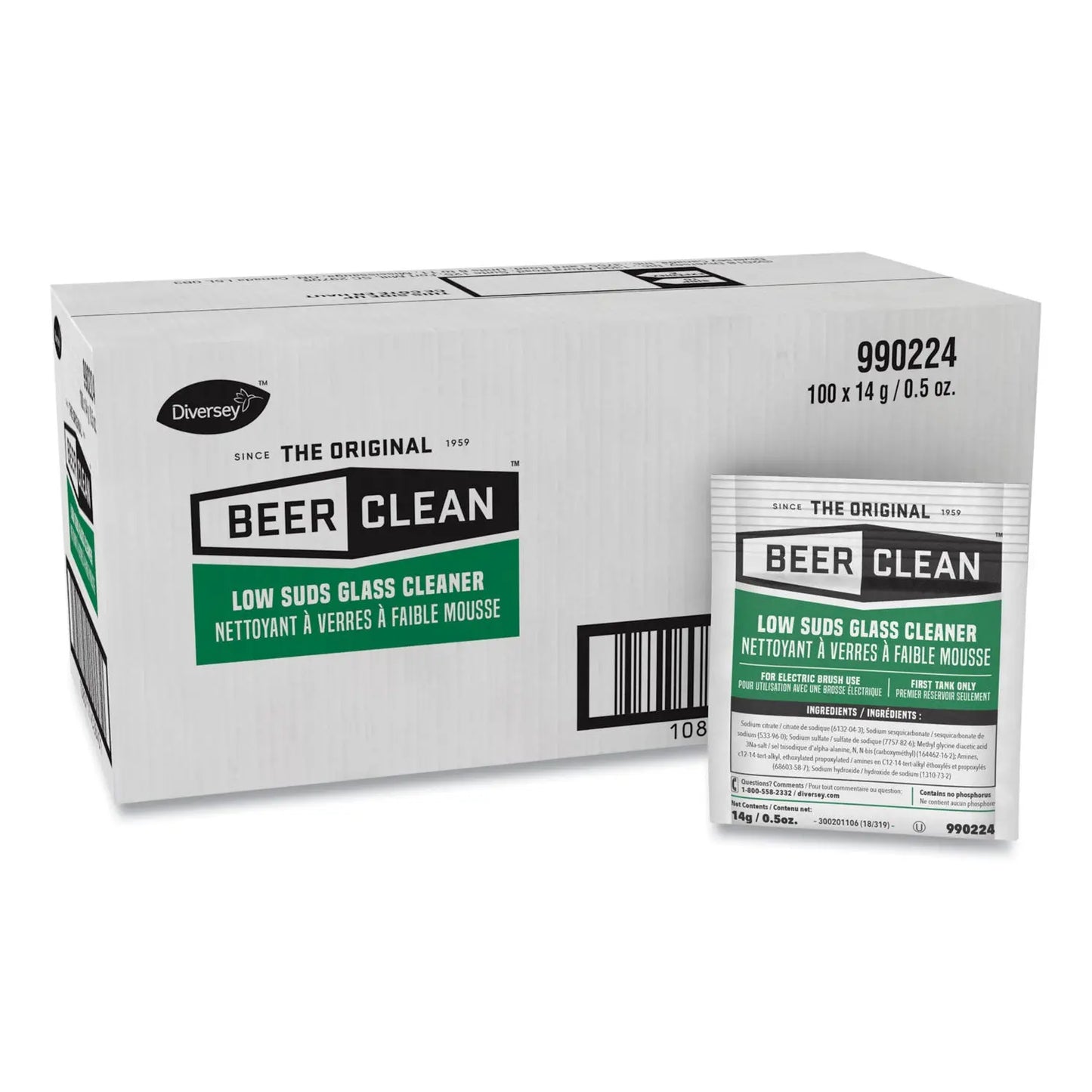 DVO990224 Beer Clean Glass Cleaner, Powder, 0.5 Oz Packet, 100/carton Diversey