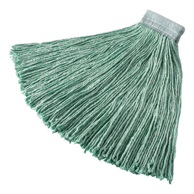 RCPF13700GR00 Non-Launderable Cotton/synthetic Cut-End Wet Mop Heads, 24 Oz, Green, 5" White Headband
