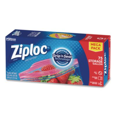 SJN314472 Seal Top Bags, Gallon, 10.75" x 10.56", Clear, 75/Box