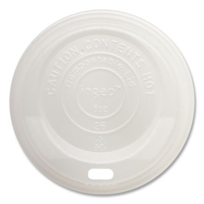 WORCULCS8 PLA Lids for Hot Cups, Fits 8 oz Hot Cups, Plastic, White, 1,000/Carton