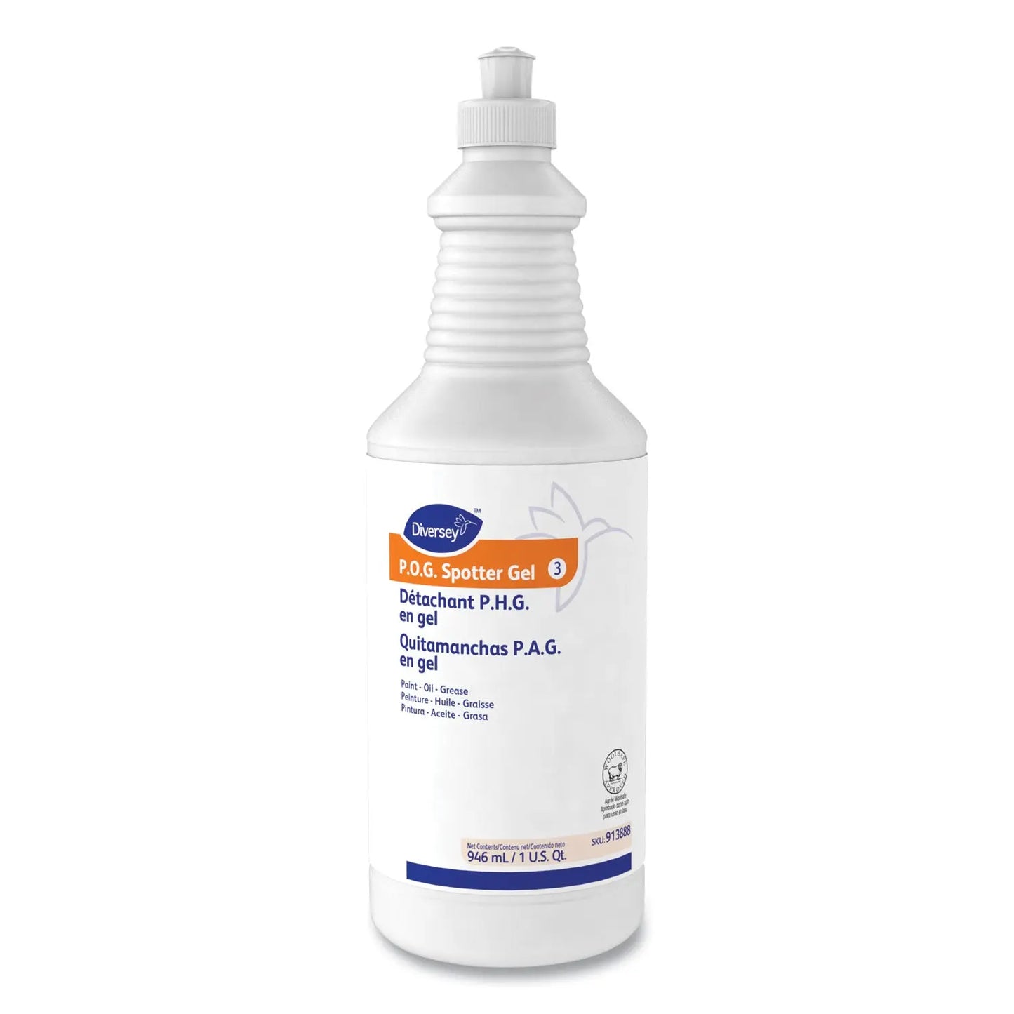 DVO913888 Paint, Oil And Grease Spotter Gel, Fruity Scent, 32 Oz Squeeze Bottle, 6/carton Diversey