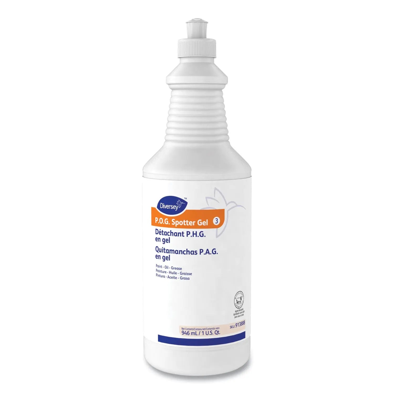 DVO913888 Paint, Oil And Grease Spotter Gel, Fruity Scent, 32 Oz Squeeze Bottle, 6/carton Diversey