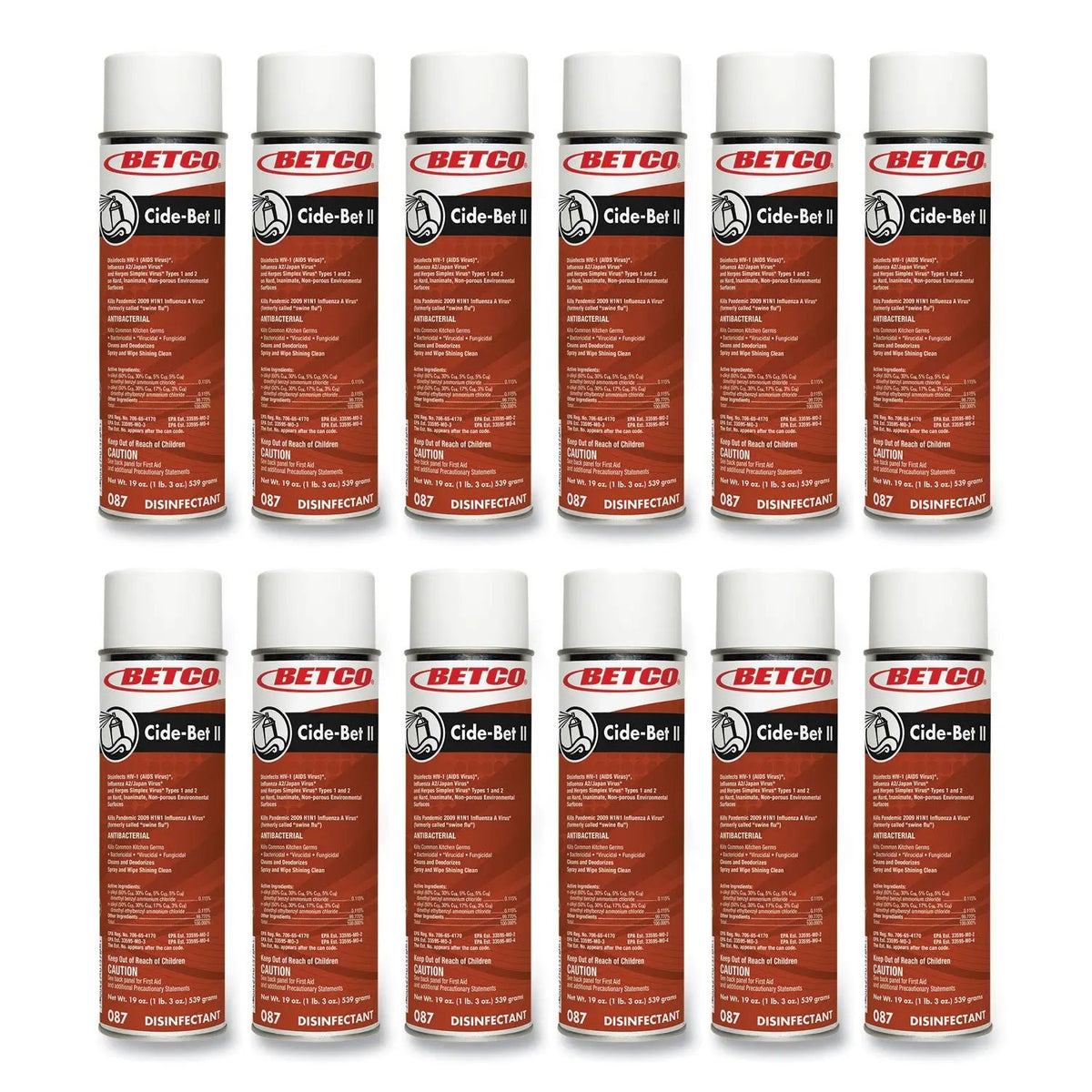 BET0872300 Cide-Bet II Aerosol Disinfectant Spray, Floral Scent, 19 oz Aerosol Spray, 12/Carton Betco