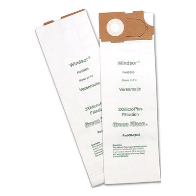GRK2003P Replacement Vacuum Bags, Fits Allstar Javelin/triple S Prosense Ii/windsor Versamatic, 10/pack GREEN KLEAN