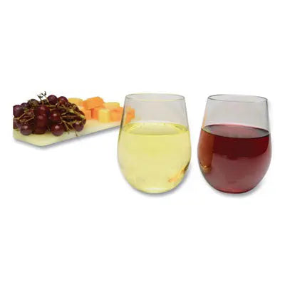 TBL0211 Plastic Stemless Wine Glasses, 12 Oz, Clear, 6/pack TABLEMATE PRODUCTS, CO.