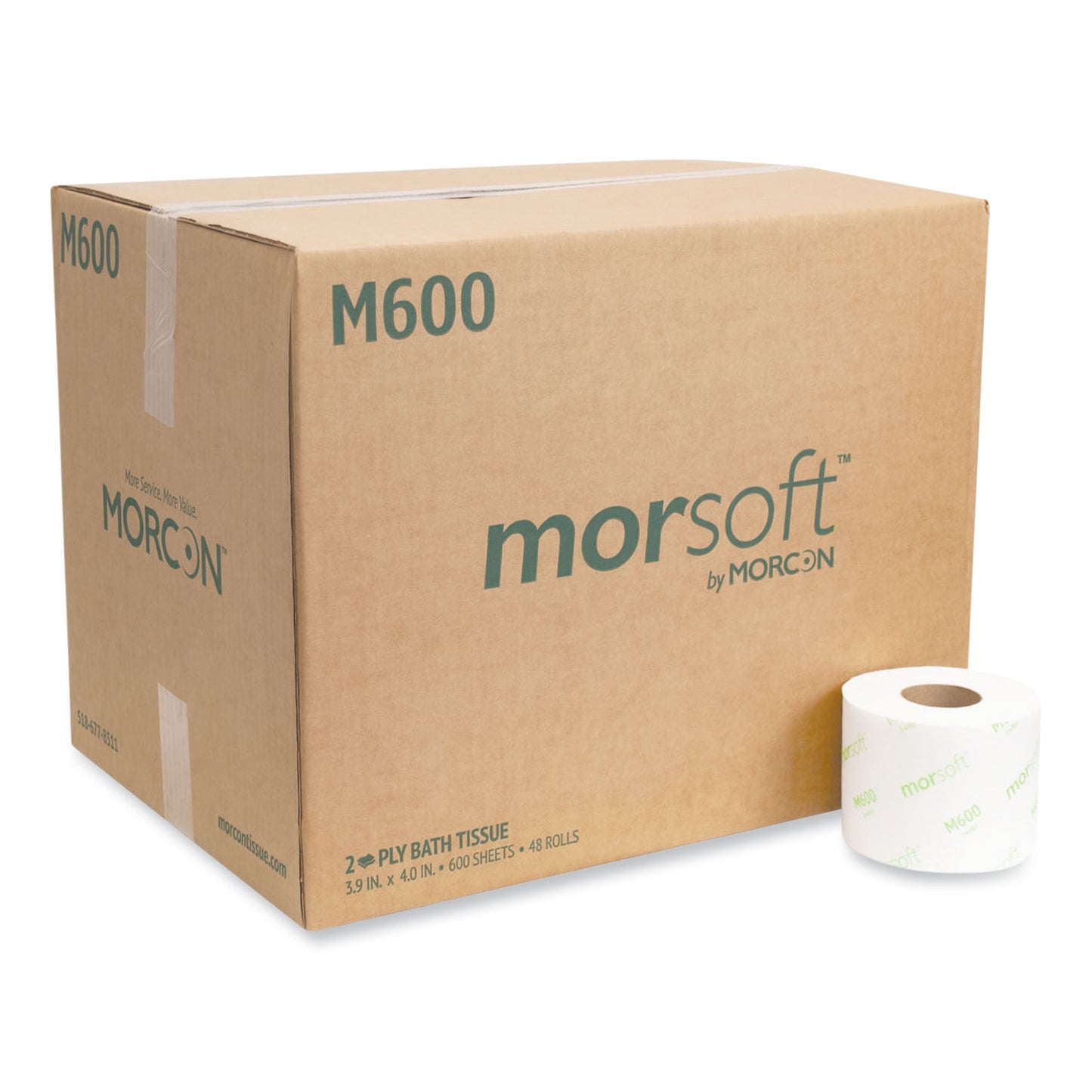 MORM600 Morsoft Controlled Bath Tissue, Septic Safe, 2-Ply, White, 600 Sheets/Roll, 48 Rolls/Carton