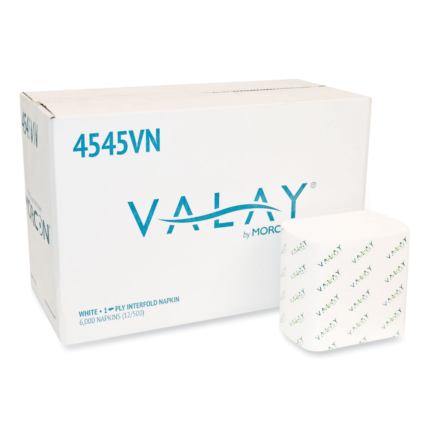 MOR4545VN Valay Interfolded Napkins, 1-Ply, White, 6.5 X 8.25, 6,000/carton