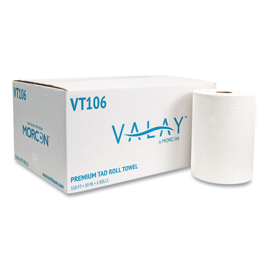 MORVT106 10 Inch Tad Roll Towels, 1-Ply, 10" X 550 Ft, White, 6 Rolls/carton