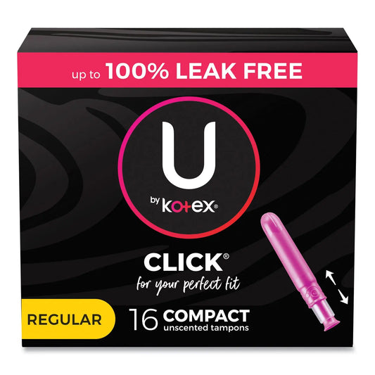 KCM53445 U By Kotex Click Compact Tampons, Regular, 16/pack, 8 Packs/carton Kotex