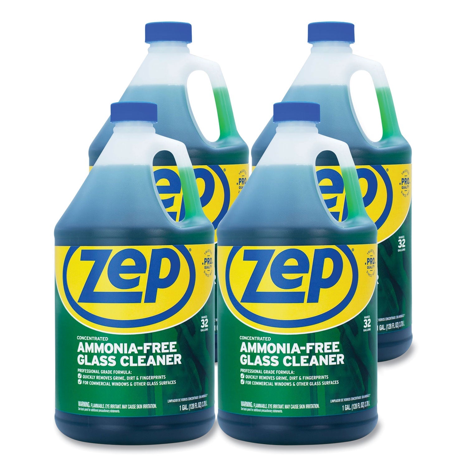 ZPEZU1052128CT Ammonia-Free Glass Cleaner, Pleasant Scent, 1 Gal Bottle, 4/carton Zep Commercial