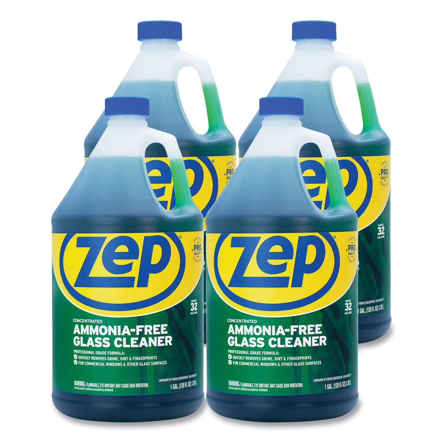 ZPEZU1052128CT Ammonia-Free Glass Cleaner, Pleasant Scent, 1 Gal Bottle, 4/carton
