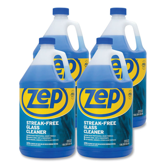 ZPEZU1120128CT Streak-Free Glass Cleaner, Pleasant Scent, 1 Gal Bottle, 4/carton Zep Commercial