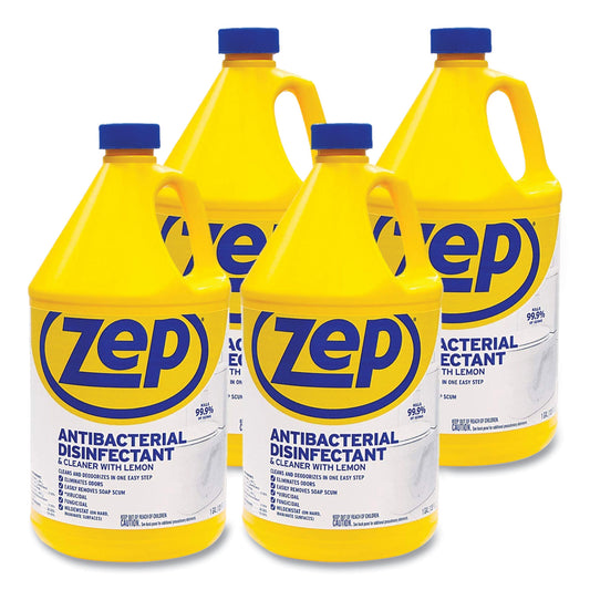 ZPEZUBAC128CT Antibacterial Disinfectant, Lemon Scent, 1 Gal, 4/carton Zep Commercial