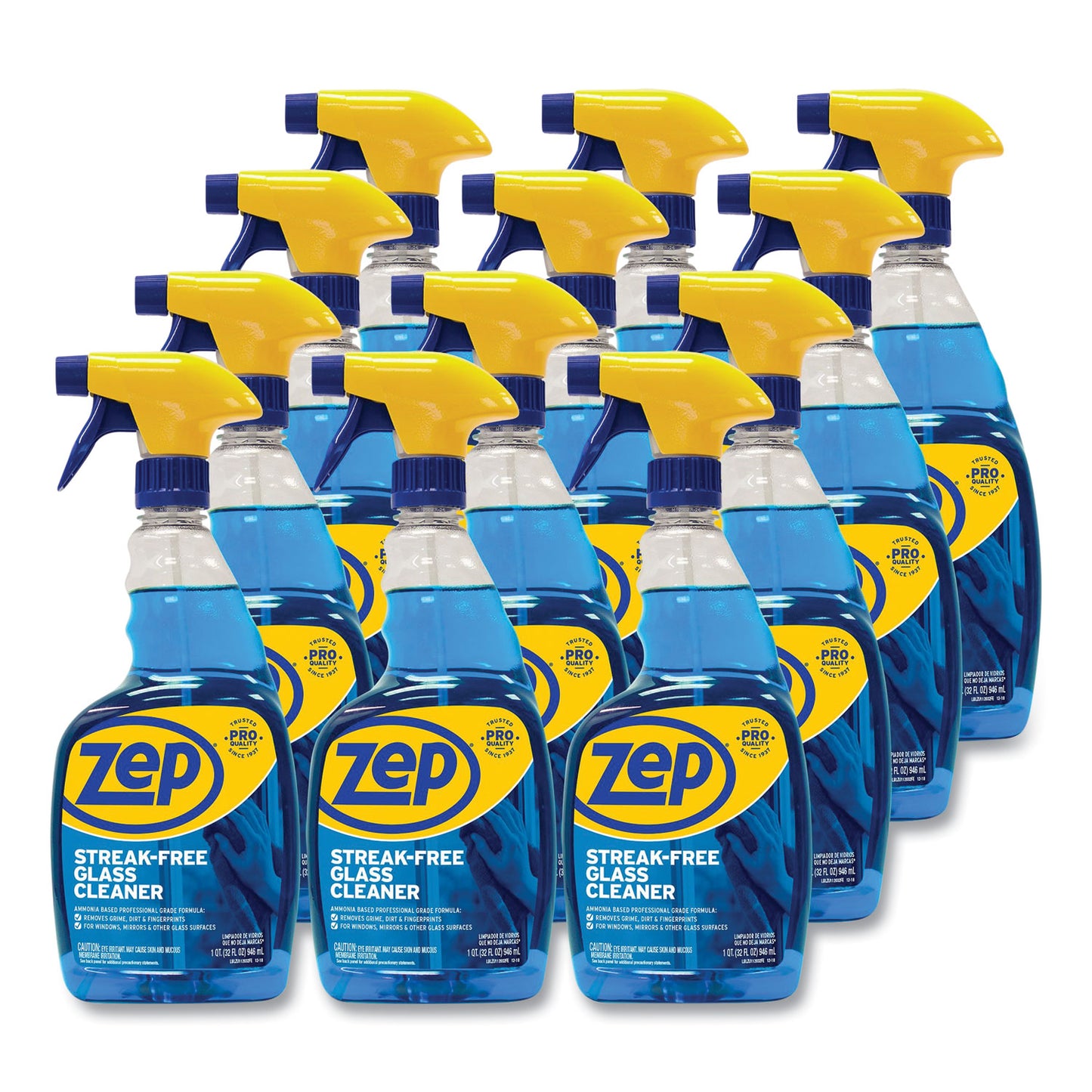 ZPEZU112032CT Streak-Free Glass Cleaner, Pleasant Scent, 32 Oz Spray Bottle, 12/carton