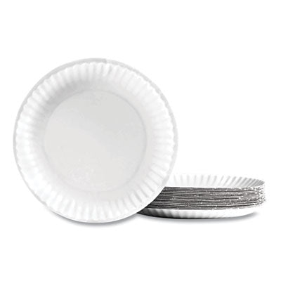 PRK721666 Economy Paper Plates, 9" Dia, White, 100/pack
