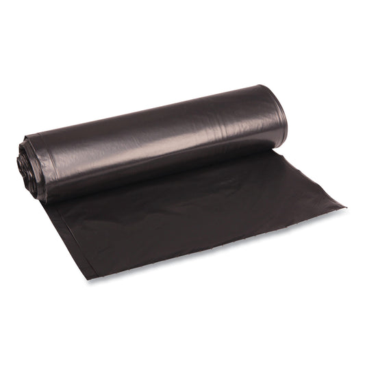 BWK516 Recycled Low-Density Polyethylene Can Liners, 33 gal, 1.2 mil, 33" x 39", Black, Perforated, 10 Bags/Roll, 10 Rolls/Carton Boardwalk