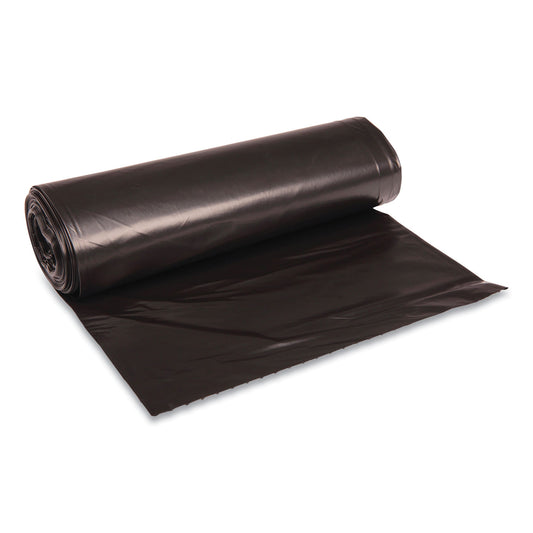 BWK521 Recycled Low-Density Polyethylene Can Liners, 45 gal, 1.6 mil, 40" x 46", Black, Perforated, 10 Bags/Roll, 10 Rolls/Carton Boardwalk