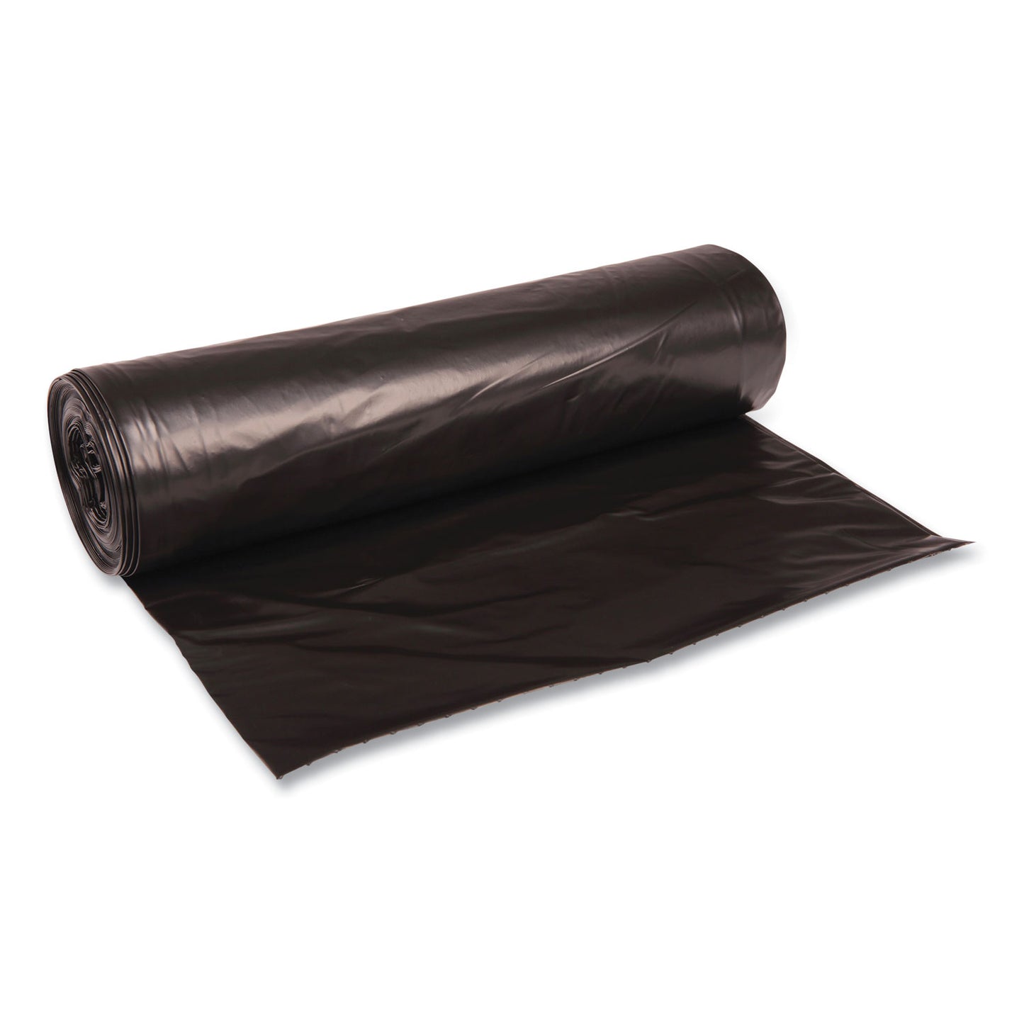 BWK522 Recycled Low-Density Polyethylene Can Liners, 56 gal, 1.6 mil, 43" x 47", Black, Perforated, 20 Bags/Roll, 5 Rolls/Carton Boardwalk