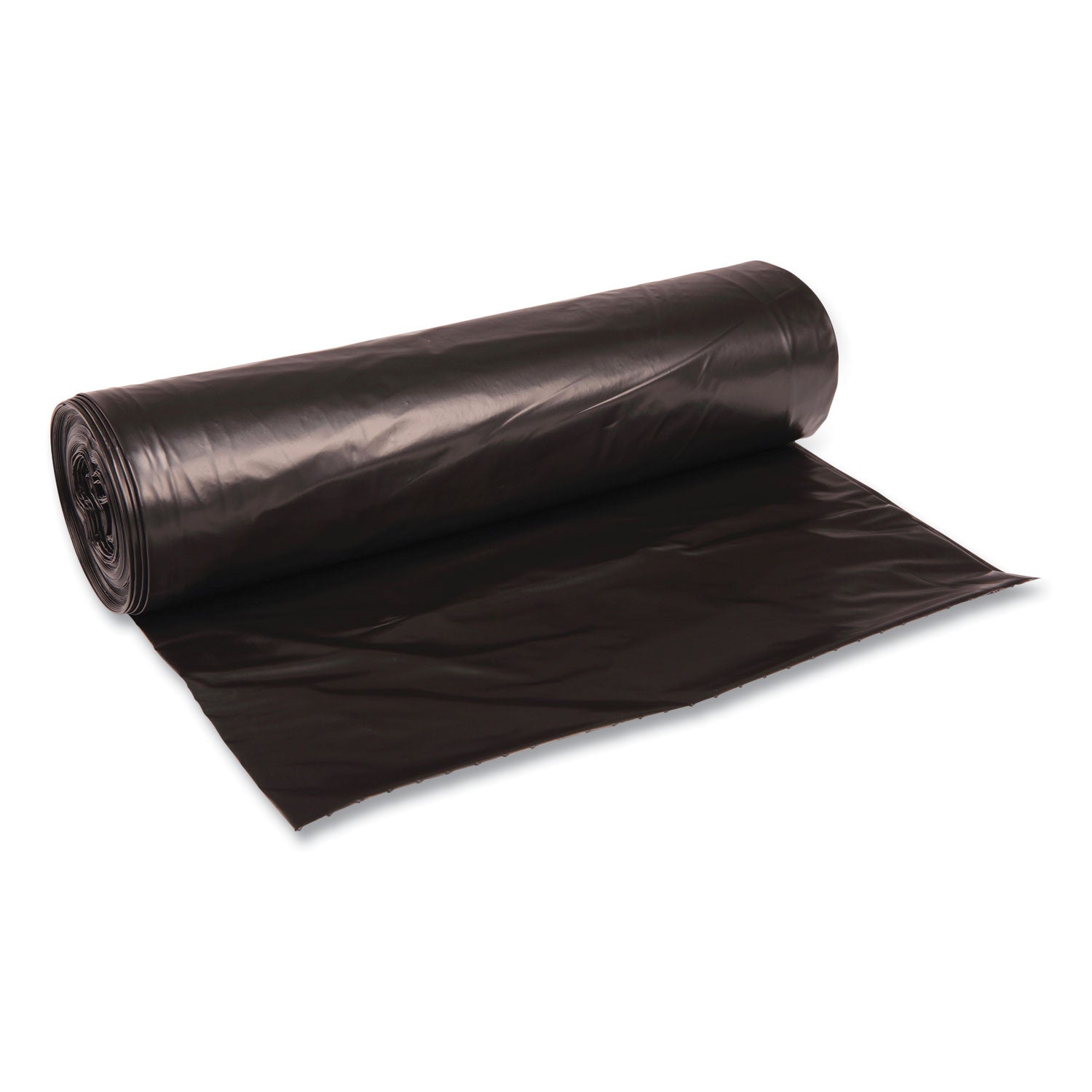 BWK522 Recycled Low-Density Polyethylene Can Liners, 56 gal, 1.6 mil, 43" x 47", Black, Perforated, 20 Bags/Roll, 5 Rolls/Carton Boardwalk