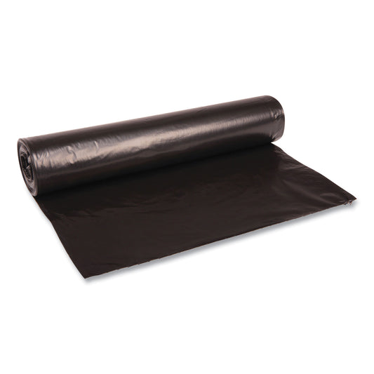 BWK518 Recycled Low-Density Polyethylene Can Liners, 56 gal, 1.2 mil, 43" x 47", Black, Perforated, 10 Bags/Roll, 10 Rolls/Carton Boardwalk