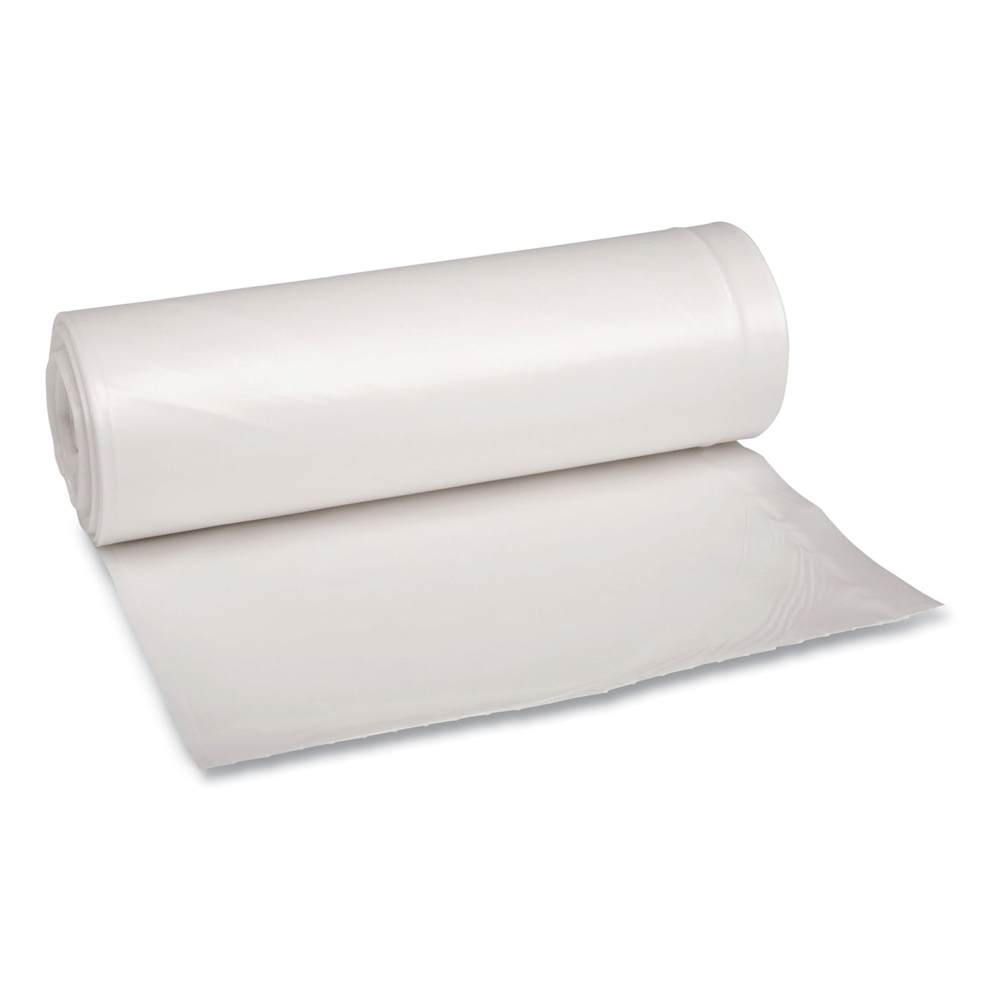 BWK538 Recycled Low-Density Polyethylene Can Liners, 60 gal, 1.75 mil, 38" x 58", Clear, Perforated, 10 Bags/Roll, 10 Rolls/Carton Boardwalk