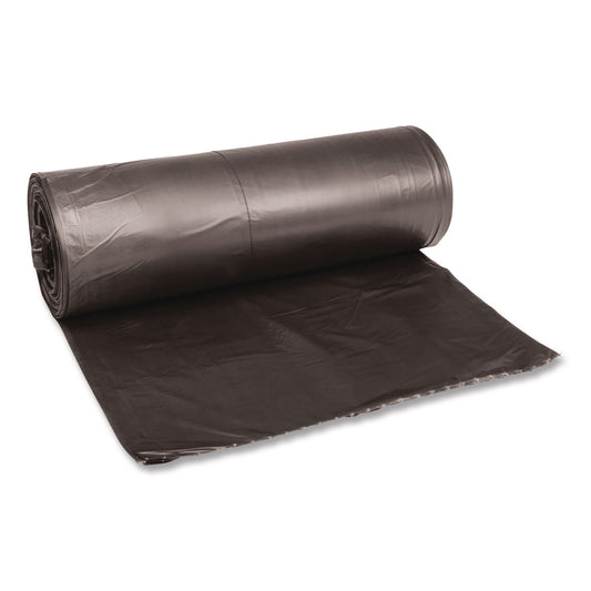 BWK3858H Low-Density Waste Can Liners, 60 gal, 0.65 mil, 38" x 58", Black, Perforated Roll, 25 Bags/Roll, 4 Rolls/Carton