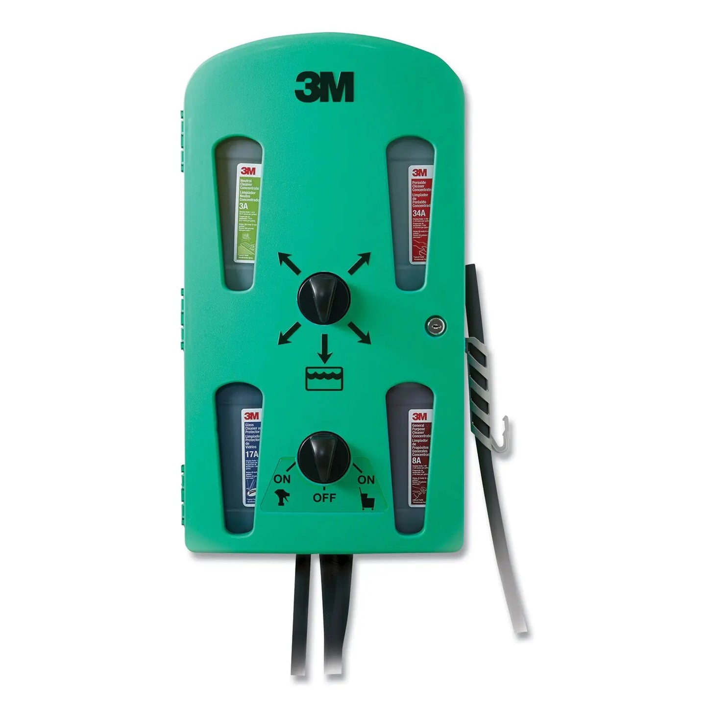 MMM85853 Flow Control System Chemical Dispenser, Air Gap, Pressure Relief Valve, (4) 0.5 Gal, 12.25 X 6.3 X 22.5, Green MMM