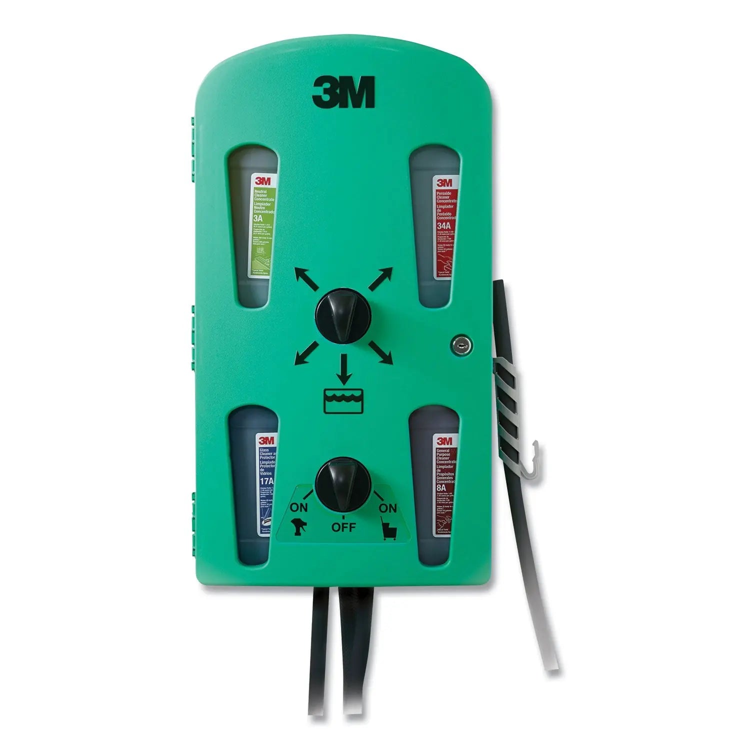 MMM85853 Flow Control System Chemical Dispenser, Air Gap, Pressure Relief Valve, (4) 0.5 Gal, 12.25 X 6.3 X 22.5, Green MMM