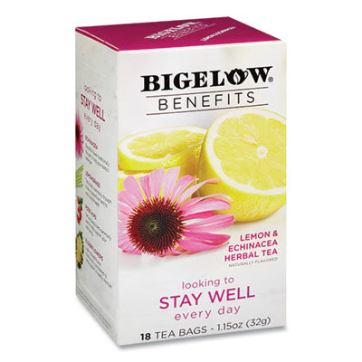 BTC1025 Benefits Lemon And Echinacea Herbal Tea Bags, 0.6 Oz Tea Bag, 18/box BIGELOW TEA CO.