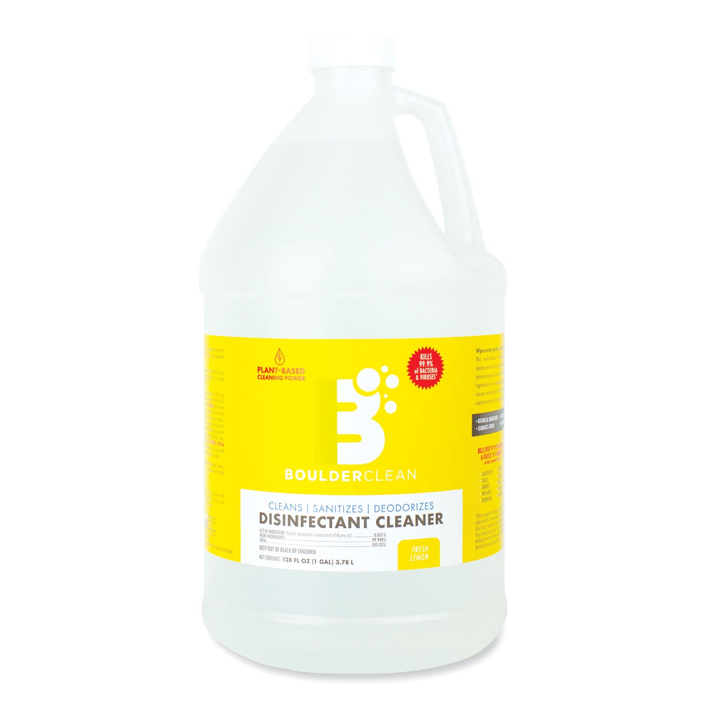 BCL003137EA Disinfectant Cleaner, Lemon Scent, 128 oz Bottle