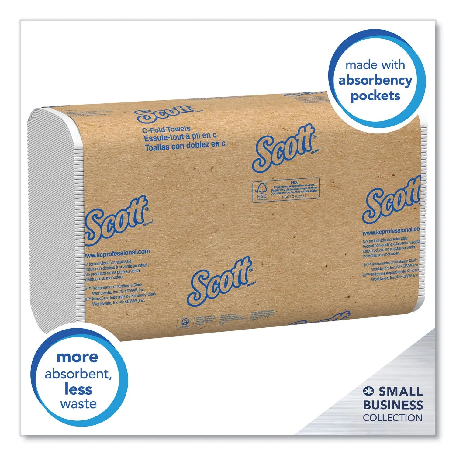 KCC03623 Essential C-Fold Towels for Business, Convenience Pack, 1-Ply, 10.13 x 13.15, White, 200/Pack, 9 Packs/Carton Scott