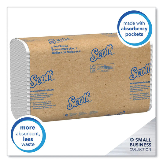 KCC03623 Essential C-Fold Towels for Business, Convenience Pack, 1-Ply, 10.13 x 13.15, White, 200/Pack, 9 Packs/Carton Scott
