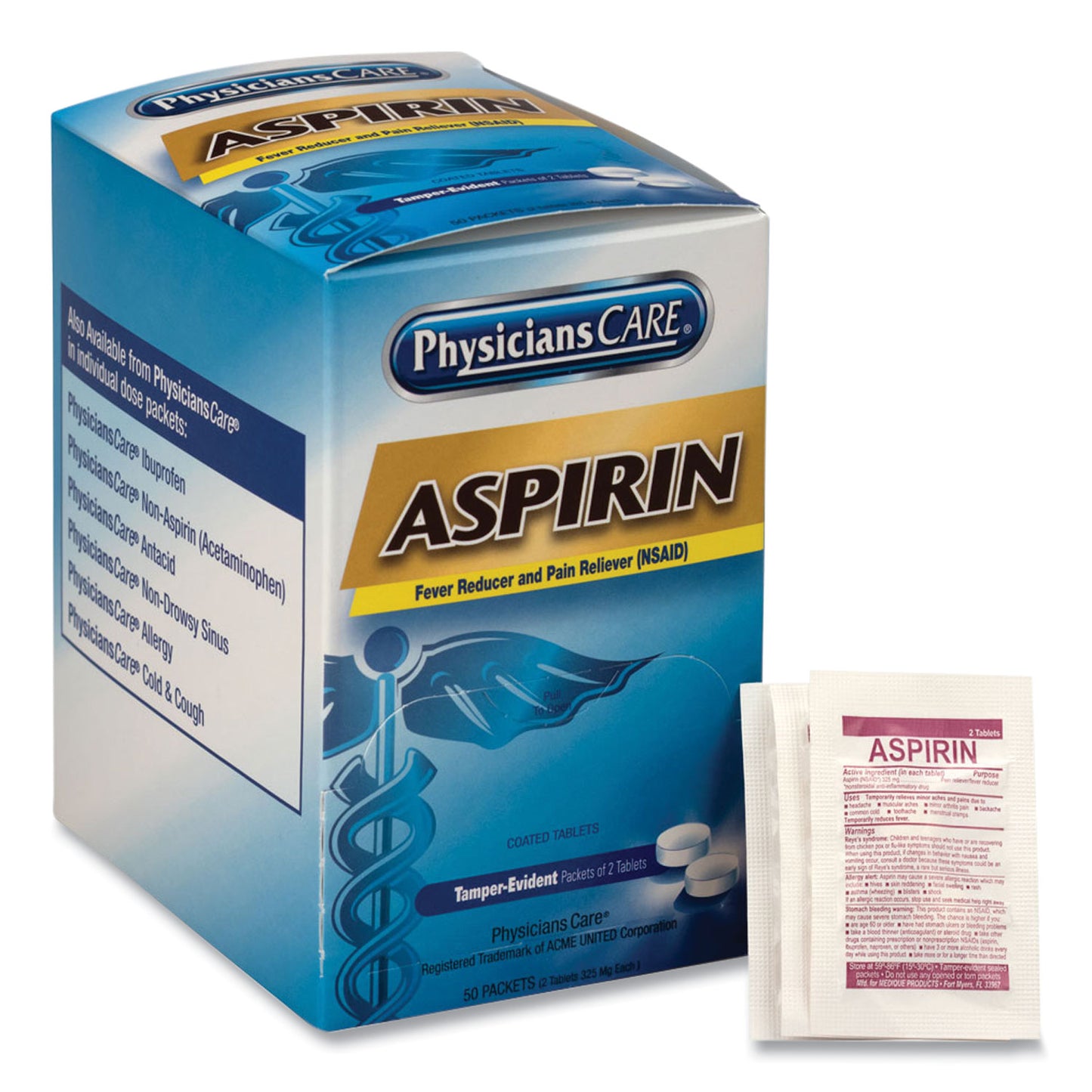 ACM90014 Aspirin Medication, Two-Pack, 50 Packs/box