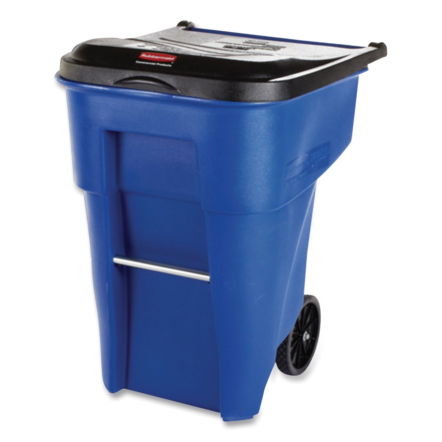 RCP9W27BLU Square Brute Rollout Container, 50 gal, Molded Plastic, Blue
