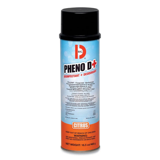 BGD33700 Pheno D+ Aerosol Disinfectant/deodorizer, Citrus Scent, 16.5 Oz Aerosol Spray Can, 12/carton Big D Industries