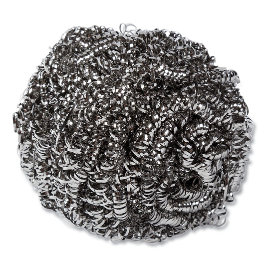 RPPS7756 Stainless Steel Sponge, Polybagged, 1.75 Oz, Gray, 12/pack, 6 Packs/carton