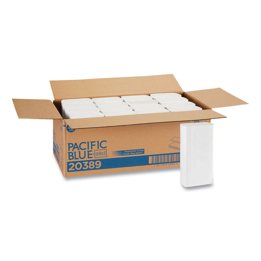GPC20389 Pacific Blue Select Folded Paper Towels, 1-Ply, 9.2 x 9.4, White, 250/Pack, 16 Packs/Carton