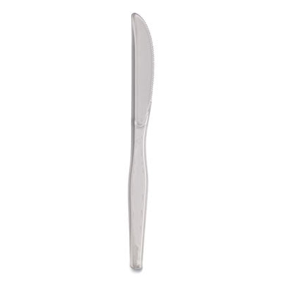 DXEKH017 Heavyweight Polystyrene Cutlery, Knife, Plastic, Clear, 1,000/Carton