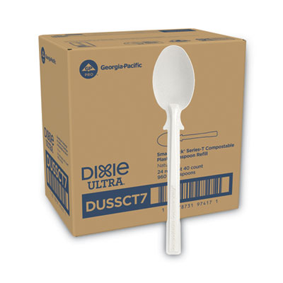 DXEDUSSCT7 SmartStock Tri-Tower Dispensing System Cutlery, Heavyweight Spoon, Plastic, Natural, 40/Pack, 24 Packs/Carton