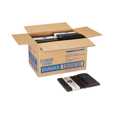 DXEDUSSK5 SmartStock Tri-Tower Dispensing System Polystyrene Cutlery, Mediumweight Knife, Plastic, Black, 40/Pack, 24 Packs/Carton
