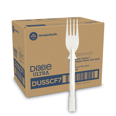 DXEDUSSCF7 SmartStock Tri-Tower Dispensing System Cutlery, Heavyweight Fork, Plastic, Natural, 40/Pack, 24 Packs/Carton