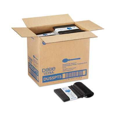 DXEDUSSPT5 SmartStock Tri-Tower Dispensing System Polypropylene Cutlery, Mediumweight Spoon, Plastic, Black, 40/Pack, 24 Packs/Carton