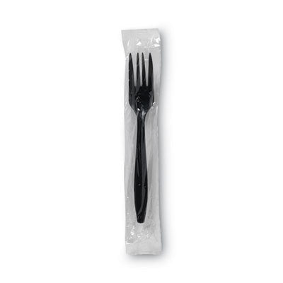 DXEPFH53C Individually Wrapped Heavyweight Forks, 6.88", Plastic, Black, 1,000/Carton