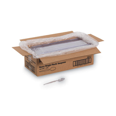 DXETH017 Plastic Cutlery, Heavyweight Spoon, Crystal Clear, 1,000/Carton