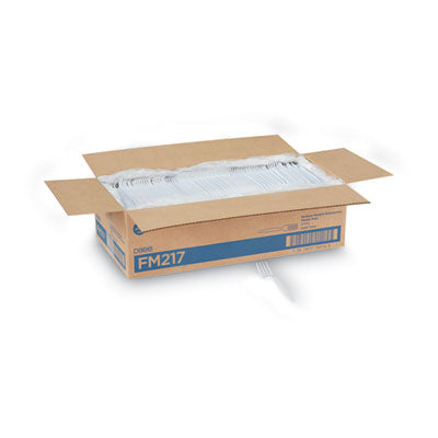 DXEFM217 Plastic Cutlery, Heavy Mediumweight Fork, White, 1,000/Carton
