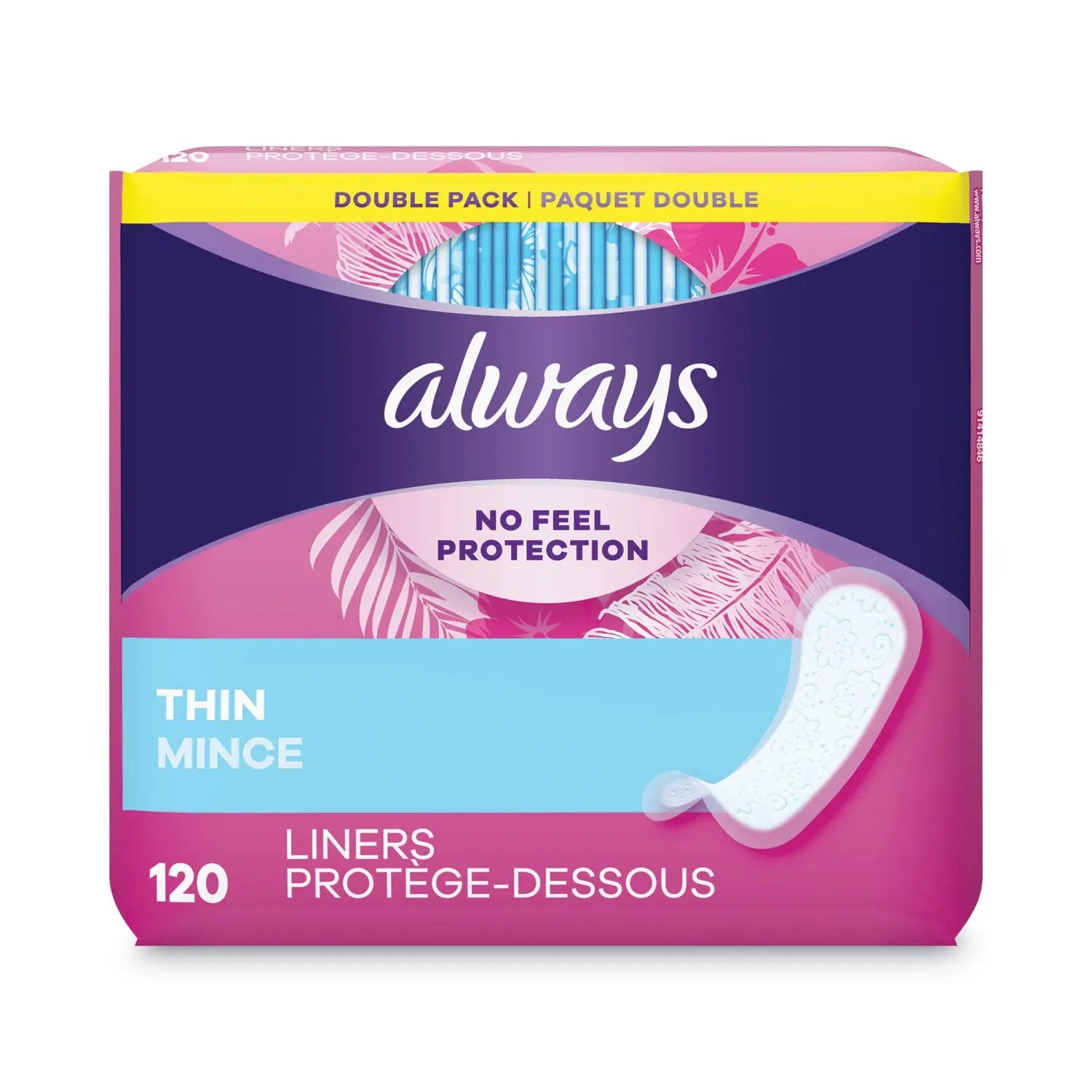 PGC10796 Thin Daily Panty Liners, Regular, 120/pack, 6 Packs/carton Always