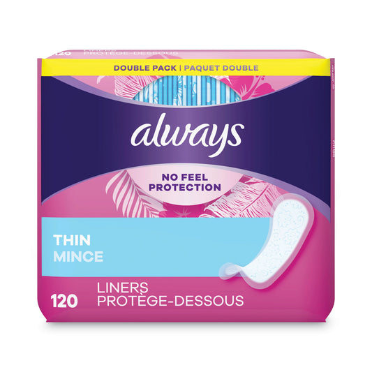 PGC10796 Thin Daily Panty Liners, Regular, 120/pack, 6 Packs/carton Always