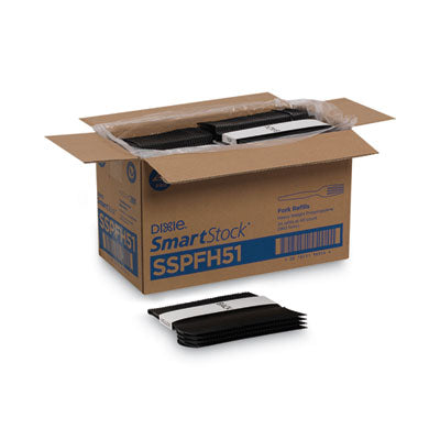 DXESSPFH51 SmartStock Plastic Cutlery Refill, Series-O, Heavyweight Fork, Black, 40/Pack, 24 Packs/Carton