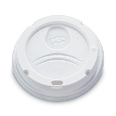 DXE9542500DXPK Dome Drink-Thru Lids, Fits 10 oz to 16 oz PerfecTouch Hot Cups/12 oz to 20 oz WiseSize Hot Cups, Plastic, White, 50/Pack