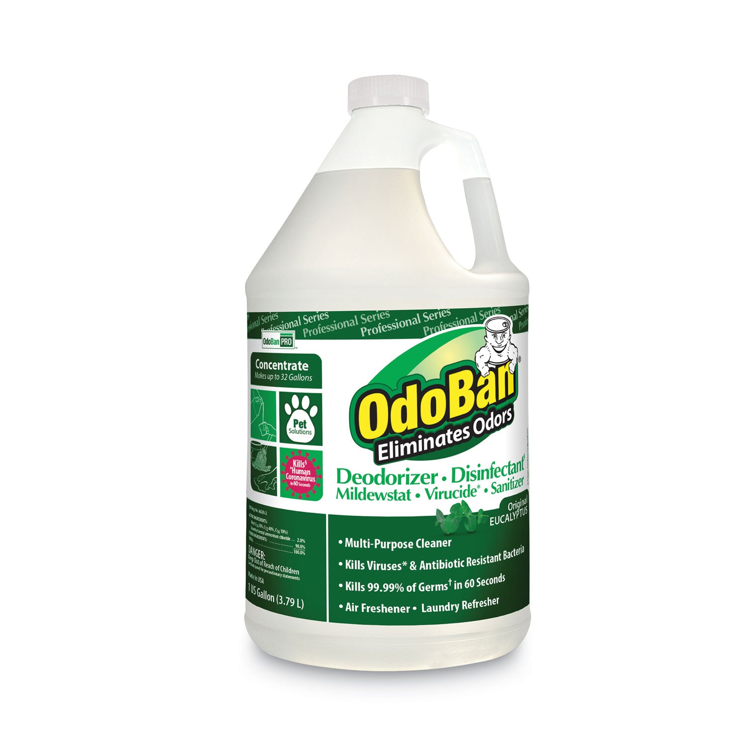ODO911062G4EA Concentrated Odor Eliminator And Disinfectant, Eucalyptus, 1 Gal Bottle OdoBan